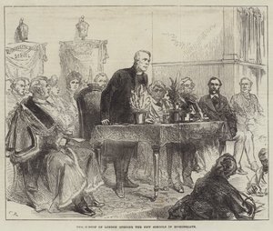 El obispo de Londres inaugurando las nuevas escuelas en Bishopsgate de Sir John Charles Robinson